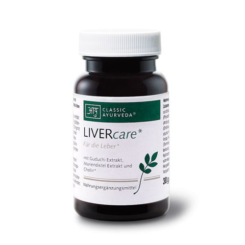 LIVERcare Nahrungsergänzungsmittel mit Guduchi Extrakt, Mariendistel Extrakt und Cholin 30 g /  ca. 60 Kapseln Classic Ayurveda 
