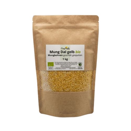 Mung-Dal 1kg, Bio haricots mungo jaunes, décortiqués et cassés   