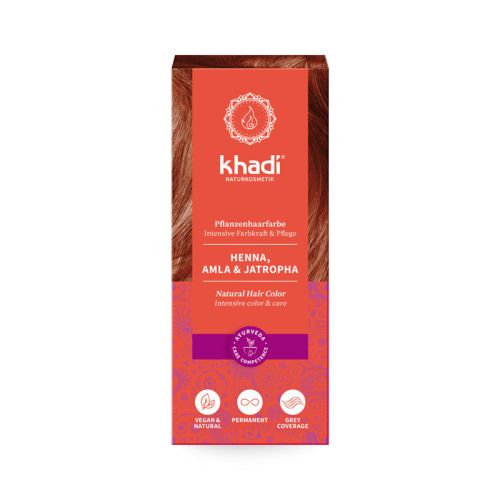 Pflanzenhaarfarbe, Henna, Amla und Jatropha, BDIH Pflanzenhaarfarbe zum Anrühren 100 g Khadi 