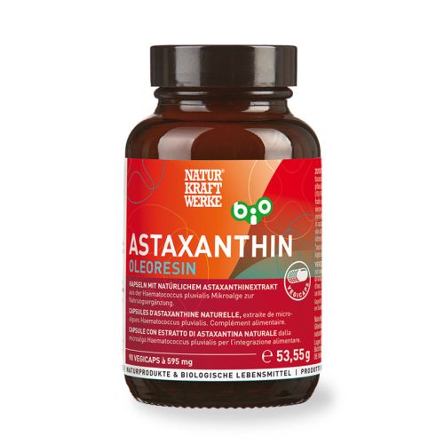 Astaxanthin Oleoresin, bio CAPSULES D’ASTAXANTHINE NATURELLE, extraite de microalgues Haematococcus pluvialis. Complément alimentaire 90 Vegicaps à 595mg  