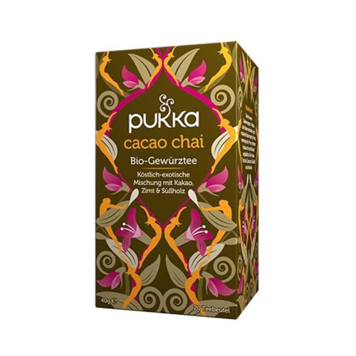 Cacao Chai Tee, Bio Bio-Tee mit Kakao, Zimt und Süssholzwurzel  Pukka 