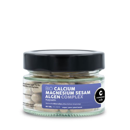 Complexe de micronutriments calcium magnésium, Bio  Complément alimentaire à base de plantes avec calcium et magnésium 80 capsules – 42,4 g Cosmoveda 