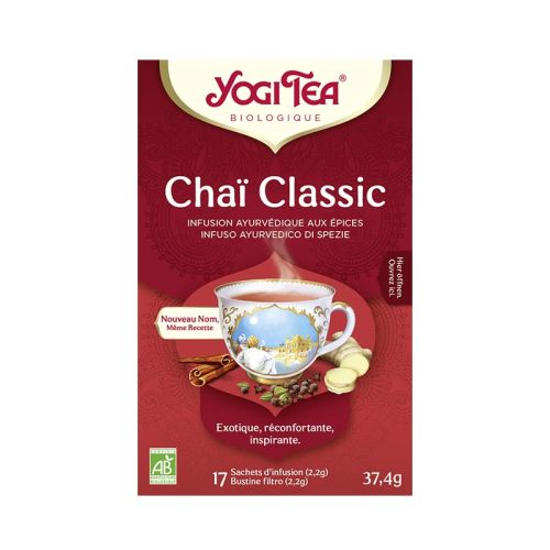 chaï classic, Yogi Tea, bio Infusion ayurvédique aux épices 17 Sachets de thé à 2.2 g / 37.4 g YOGI TEA® 