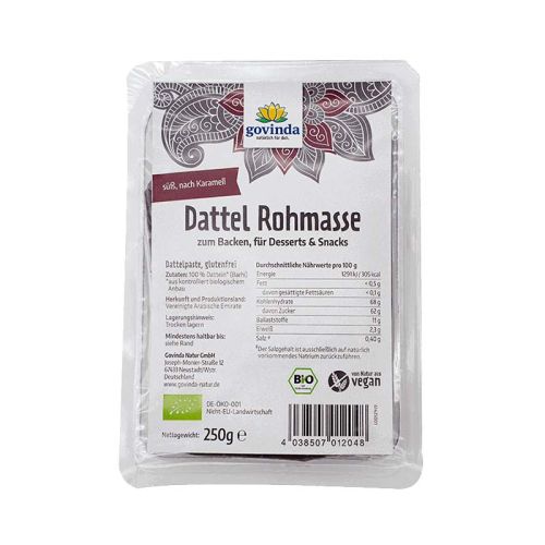 Masse brute de dattes, bio Pâte de dattes  Govinda 