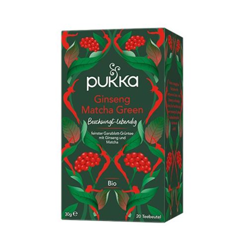 Ginseng Matcha Green Tee, Bio Grüntee mit rotem Ginseng und feinstem Matcha  Pukka 