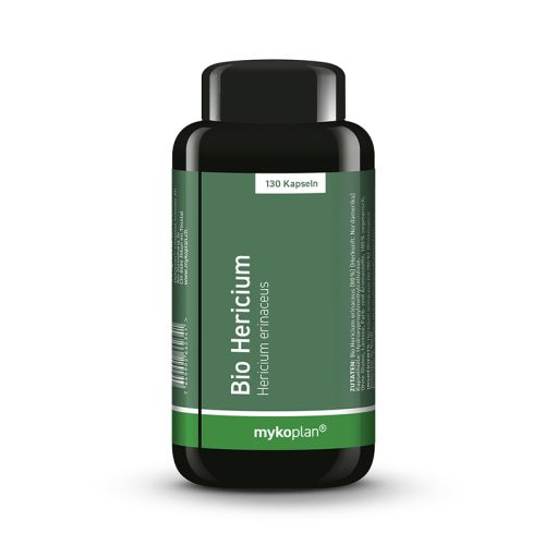 Hericium, Bio Vitalpilz in UV-geschütztem Glas 65 g / 130 Kapseln à 500 mg / 32 Portionen Mykoplan 