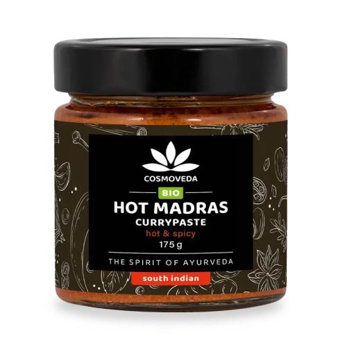 Pâte de curry Hot Madras, bio Pâte de curry  Cosmoveda 