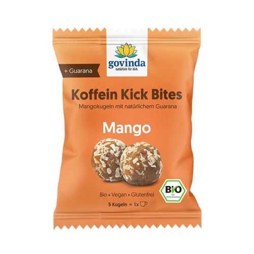 Bouchées caféinées à la mangue, bio Confiserie à la mangue et au guarana  Govinda 