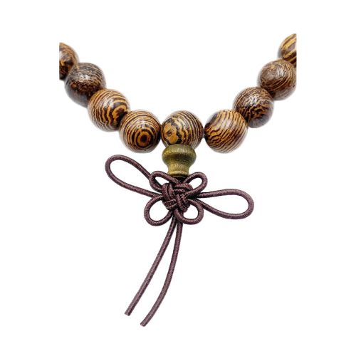 Collier Ou Bracelet Mala Spirituel - Perles En Bois Avec Gravure Chinoise, Bronze, Marron