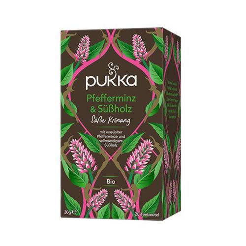 Infusion au menthe poivrée et réglisse, bio Infusion biologique: Un doux frisson délicieusement rafraîchissant 20 sachets / 30g Pukka 