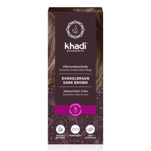 Pflanzenhaarfarbe, dunkelbraun, BDIH Pflanzenhaarfarbe zum Anrühren 100 g Khadi 