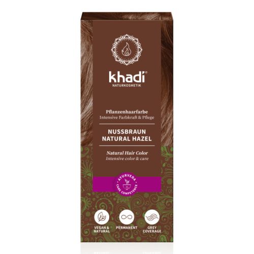 Coloration végétale, châtain noisette, BDIH Teinture aux plantes à délayer  Khadi 