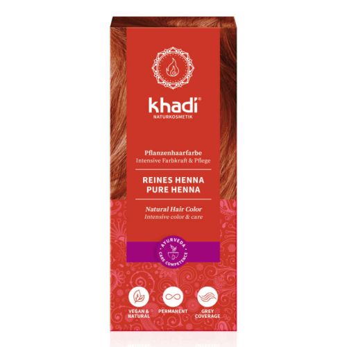 Pflanzenhaarfarbe, reines Henna, BDIH Pflanzenhaarfarbe zum Anrühren 100 g Khadi 
