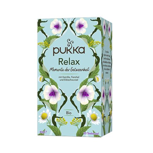 Relax Tee, Bio Bio-Kräutertee: Momente der Gelassenheit mit Kamille, Fenchel & Eibischwurzel  Pukka 
