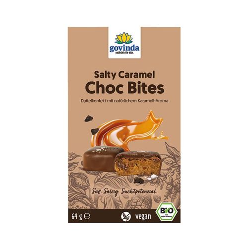 Bouchées au chocolat et au caramel salé, bio Bonbons aux dattes enrobés de chocolat  Govinda 