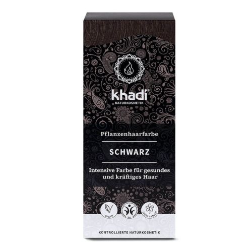 Pflanzenhaarfarbe, schwarz, BDIH Pflanzenhaarfarbe zum Anrühren 100 g Khadi 